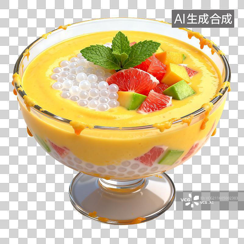 【AI数字艺术】美味水果西米露甜品图片素材