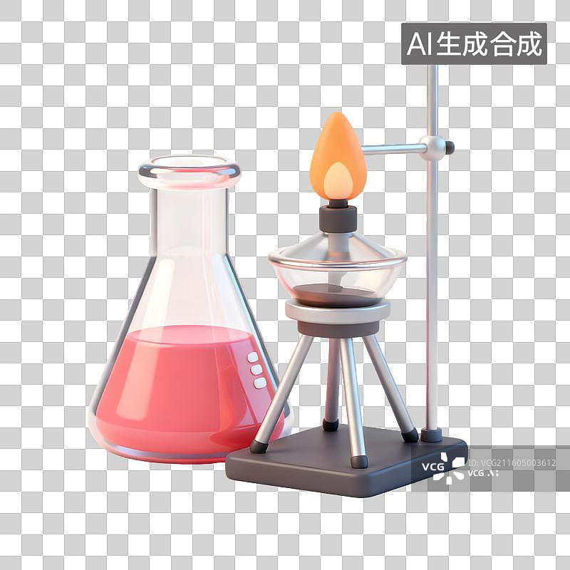 【AI数字艺术】实验室化学实验器材设备用品科研3D卡通插画元素图片素材