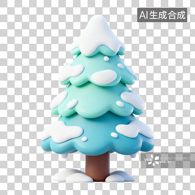 【AI数字艺术】3D拟物风格二十四节气冬天大寒小寒元素松树雾凇图片素材