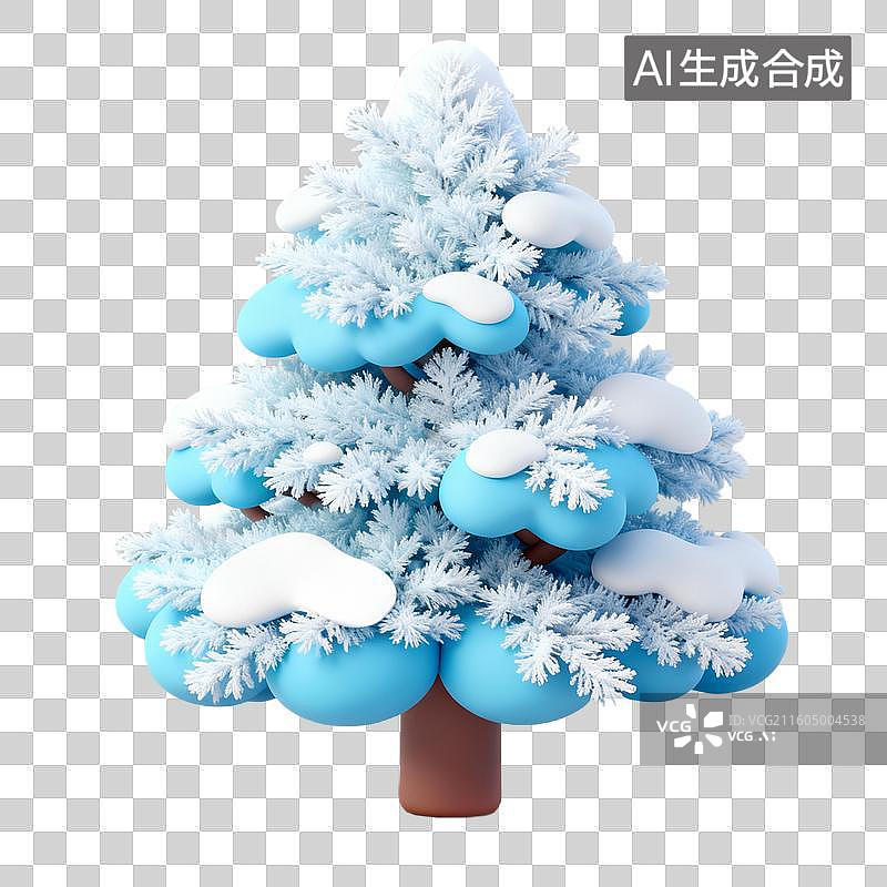 【AI数字艺术】3D拟物风格二十四节气冬天大寒小寒元素松树雾凇图片素材
