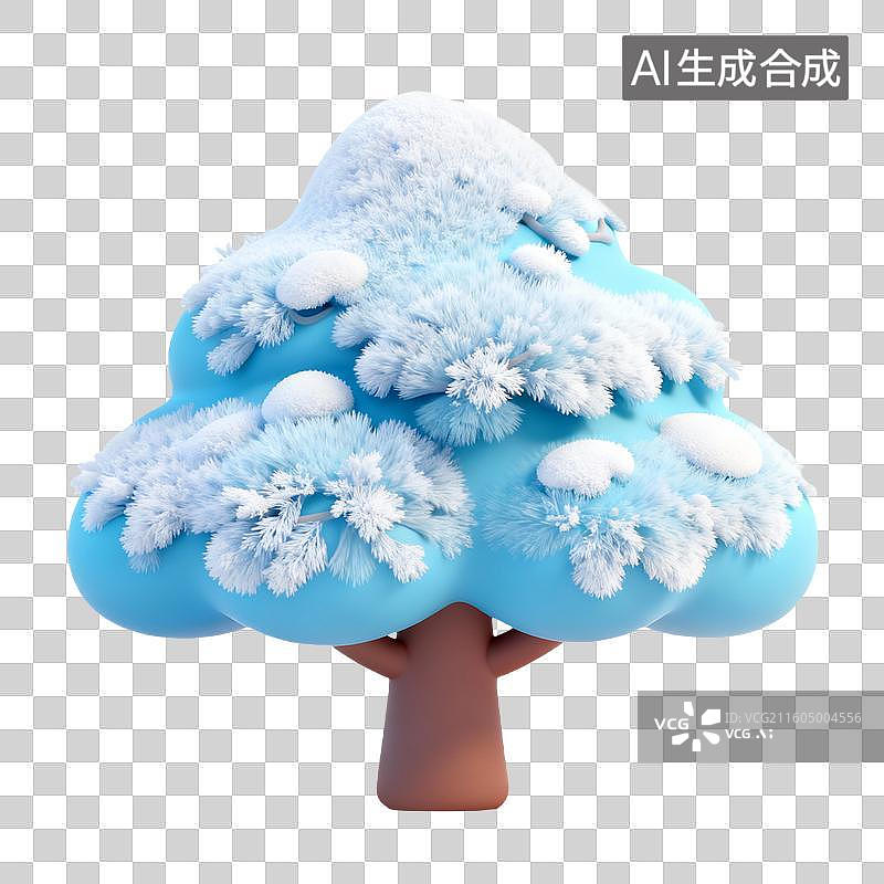 【AI数字艺术】3D拟物风格二十四节气冬天大寒小寒元素松树雾凇图片素材