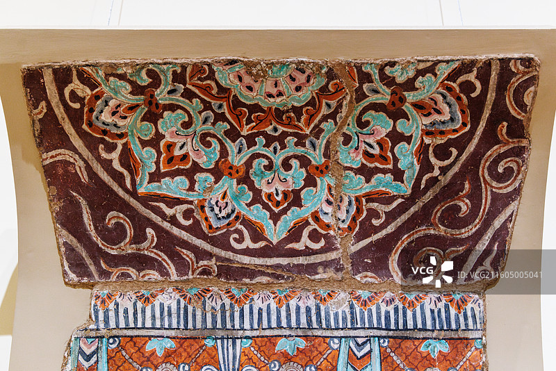 中国新疆柏孜克里克千佛洞壁画（垂帘，11世纪）·俄罗斯圣彼得堡冬宫博物馆藏图片素材