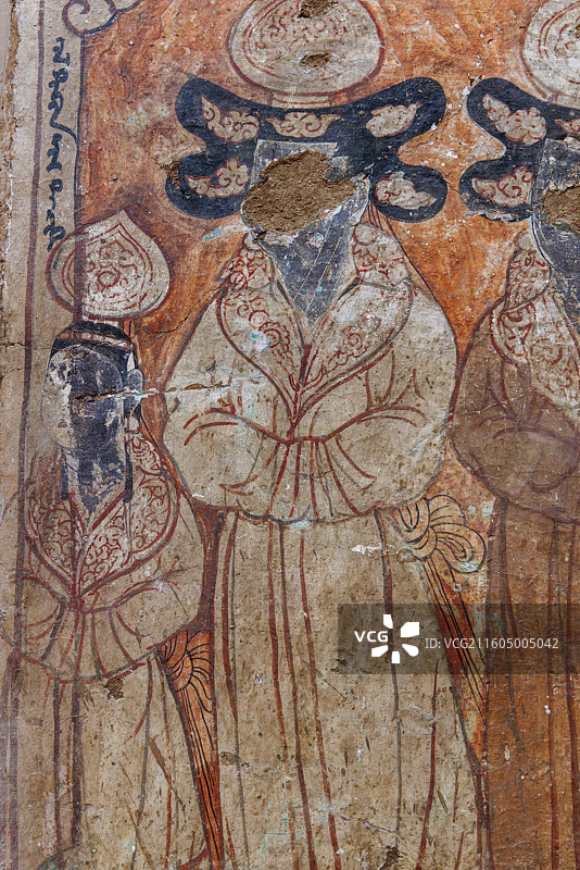 中国新疆柏孜克里克千佛洞壁画（维吾尔贵妇，供养人，11世纪·俄罗斯圣彼得堡冬宫博物馆藏图片素材