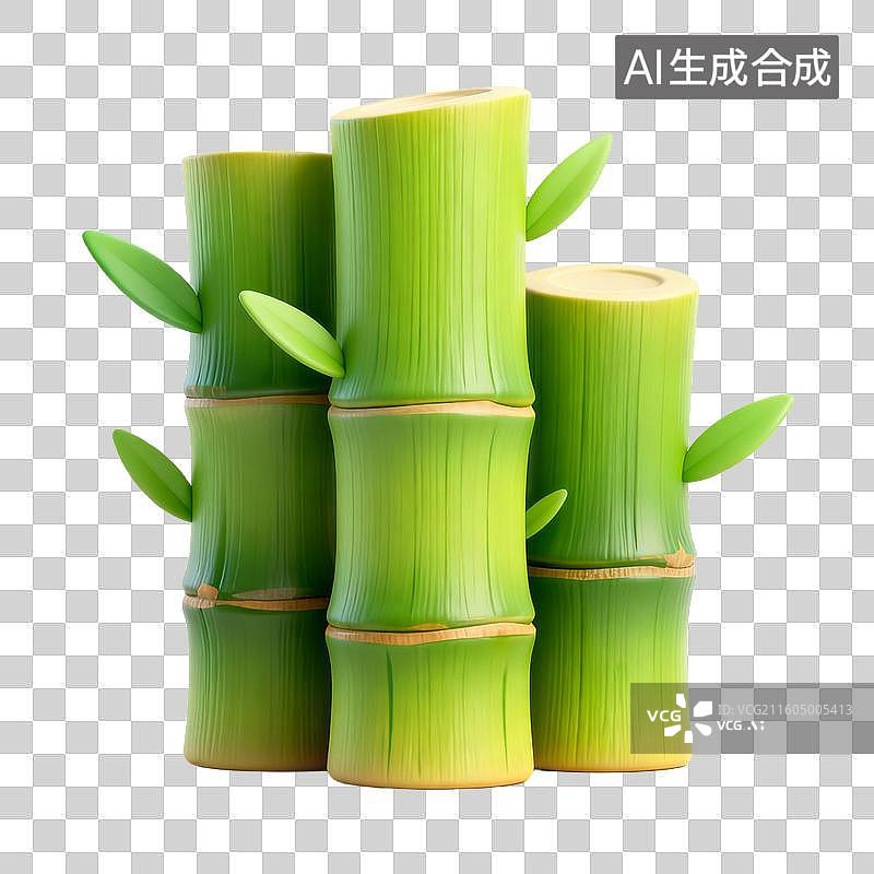 【AI数字艺术】3D拟物风格二十四节气春天清明元素竹子图片素材