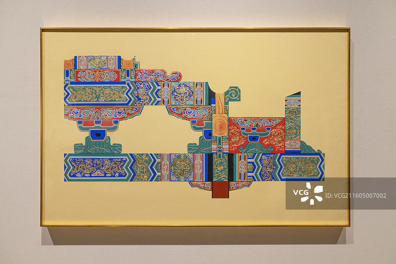 北京故宫养心殿抱厦梁架彩画小样复原图图片素材