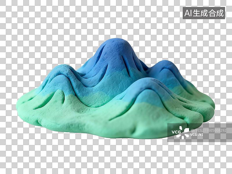 【AI数字艺术】3D渲染，粘土风格卡通高山，山，山脉，免抠元素图片素材