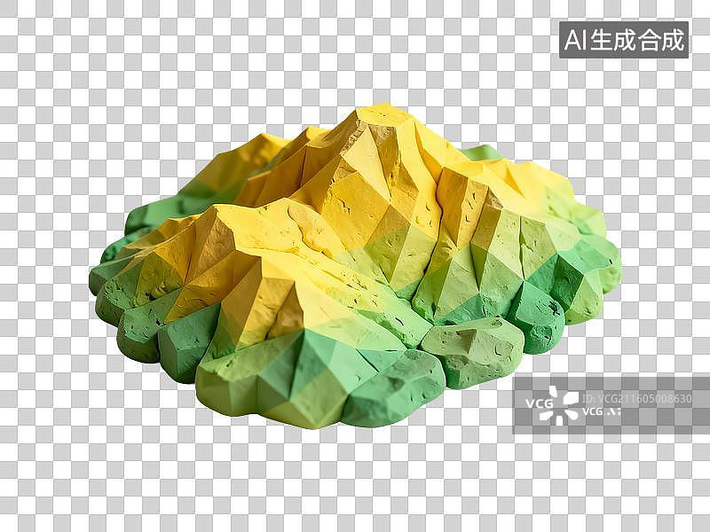 【AI数字艺术】3D渲染，粘土风格卡通高山，山，山脉，免抠元素图片素材