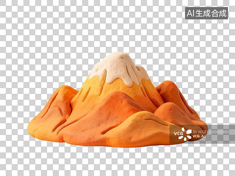 【AI数字艺术】3D渲染，粘土风格卡通高山，山，山脉，免抠元素图片素材