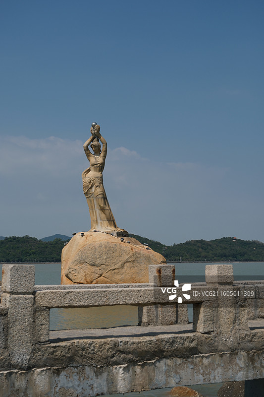 广东珠海渔女海边风光图片素材