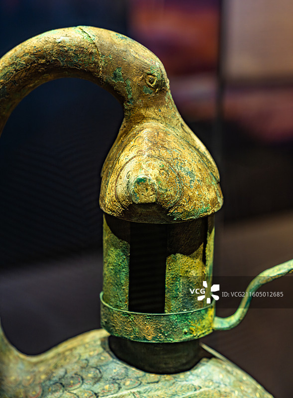 蔚县 博物馆 西汉 青铜彩绘雁鱼灯图片素材