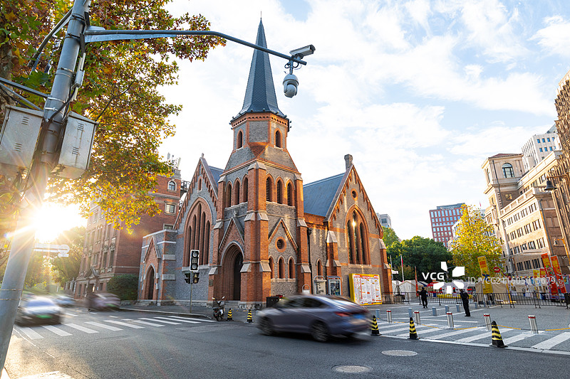 新天安堂，建于1886年，由英国建筑师威廉·道达尔设计，哥特复兴式建筑风格图片素材