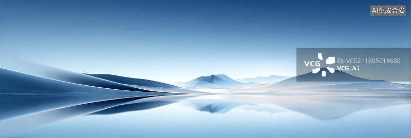 【AI数字艺术】雪原山峦倒影图片素材