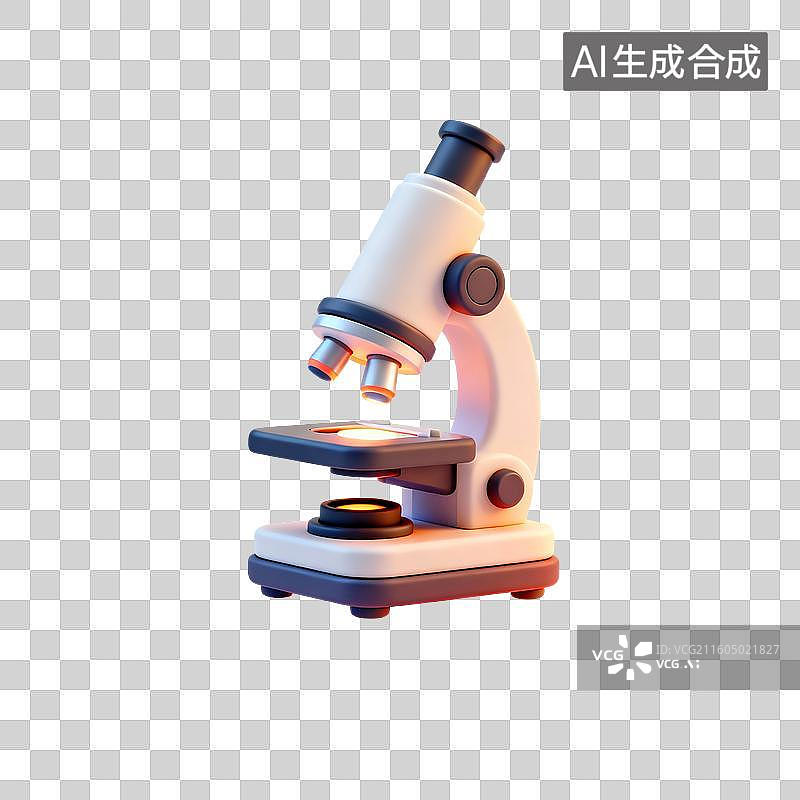 【AI数字艺术】3D渲染，一个显微镜，免抠元素图片素材