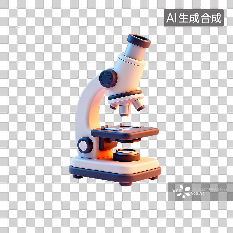 【AI数字艺术】3D渲染，一个显微镜，免抠元素图片素材