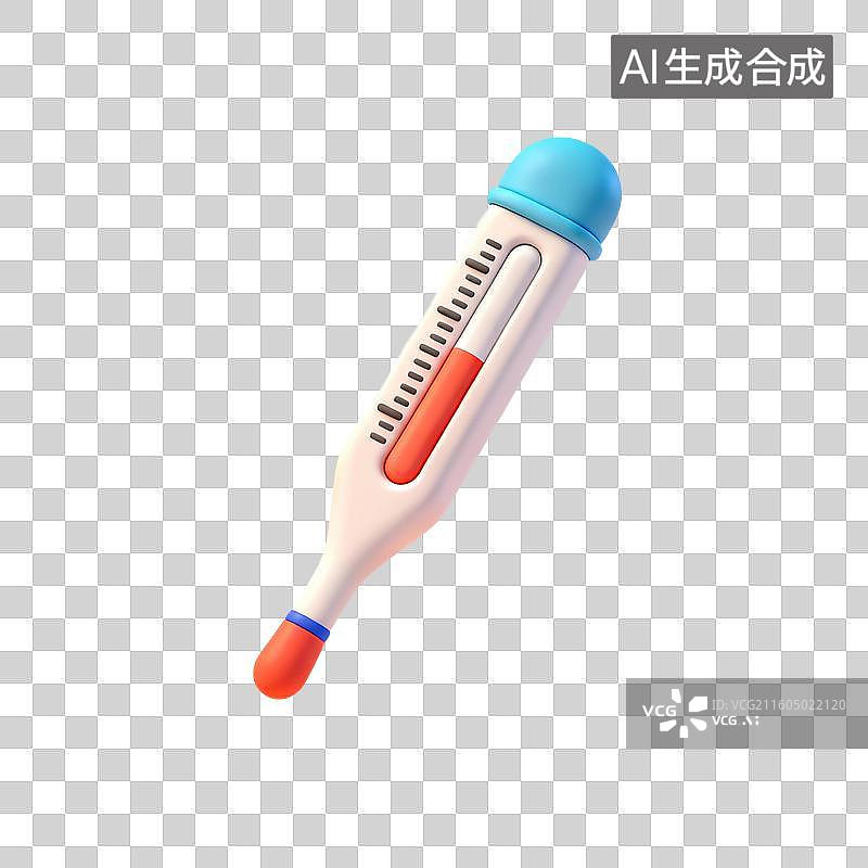 【AI数字艺术】3D渲染，卡通风格，体温计，温度计，免抠元素图片素材