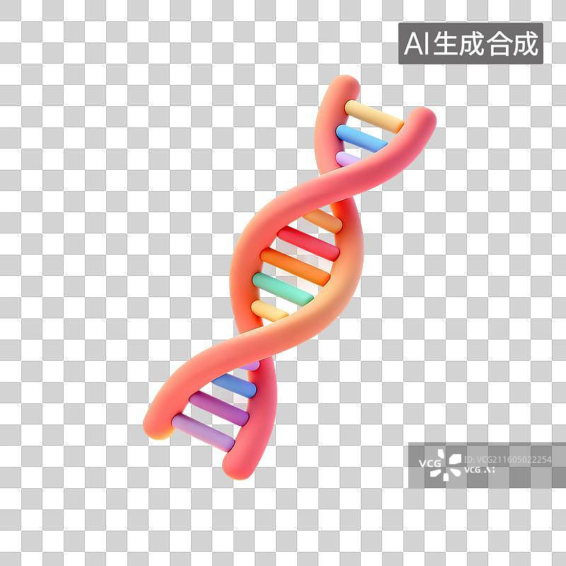 【AI数字艺术】3D渲染，卡通风格，DNA，脱氧核糖核酸，生物科技，遗传学，免抠元素图片素材