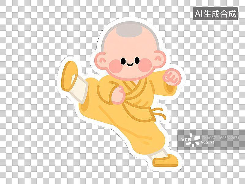 【AI数字艺术】萌趣功夫沙弥图片素材