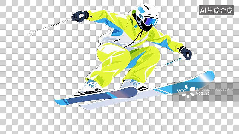 【AI数字艺术】活力无限：极速滑雪者插画图片素材