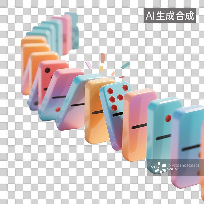 【AI数字艺术】多米诺连锁效应图片素材