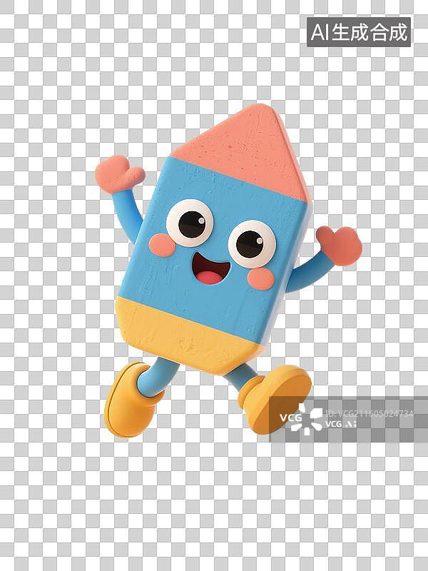 【AI数字艺术】3D渲染，卡通拟橡皮擦，文具，高考冲刺，考试，学习，复习，开学季，促销，免抠元素图片素材