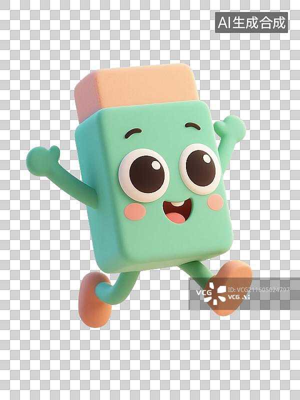 【AI数字艺术】3D渲染，卡通拟橡皮擦，文具，高考冲刺，考试，学习，复习，开学季，促销，免抠元素图片素材