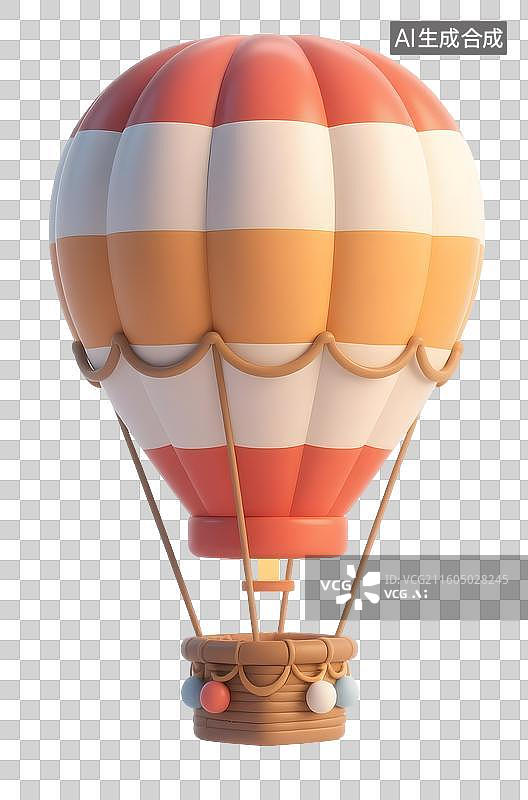 【AI数字艺术】AIGC：3D卡通热气球，元素，免抠图形图片素材