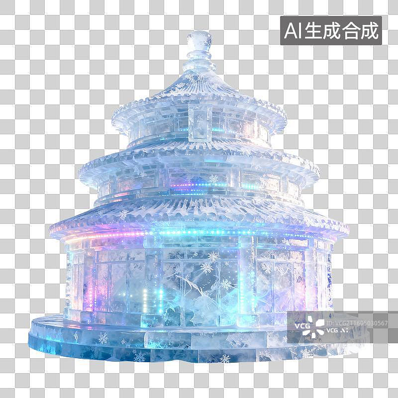 【AI数字艺术】冰晶天坛冰雕图片素材