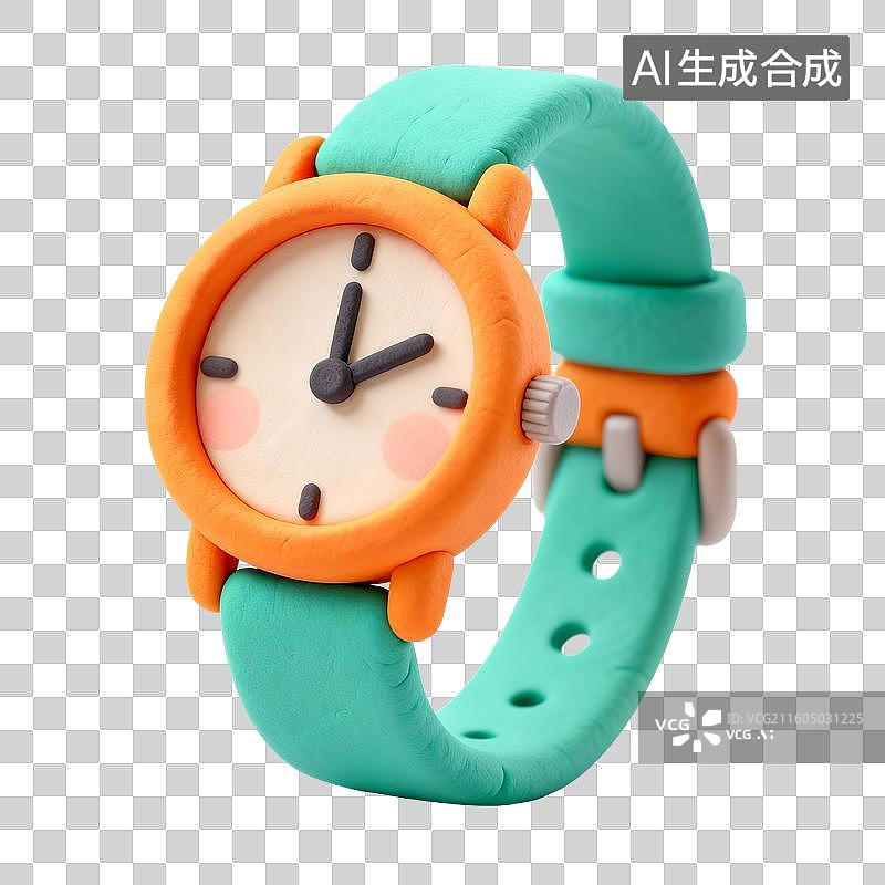 【AI数字艺术】可爱粘土卡通手表图片素材