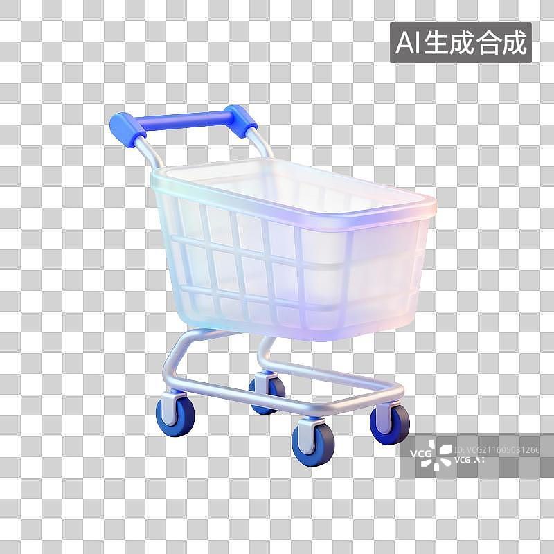 【AI数字艺术】简约3D购物车图片素材