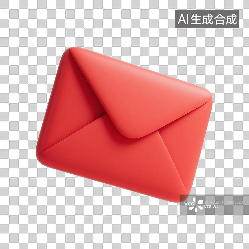 【AI数字艺术】红色信封形状的邮件图标图片素材