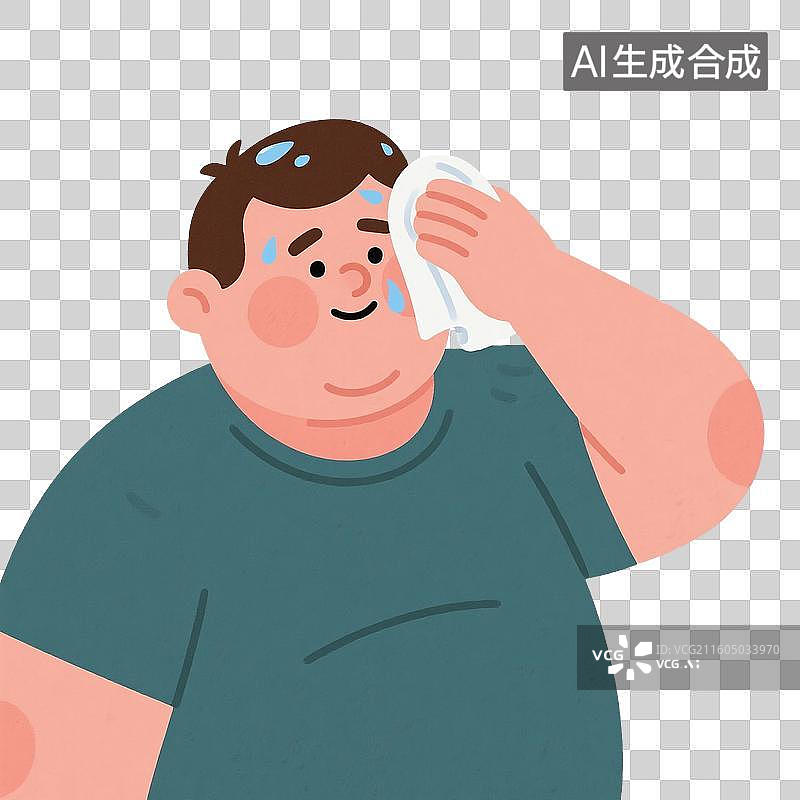 【AI数字艺术】擦汗的男士面露疲惫图片素材