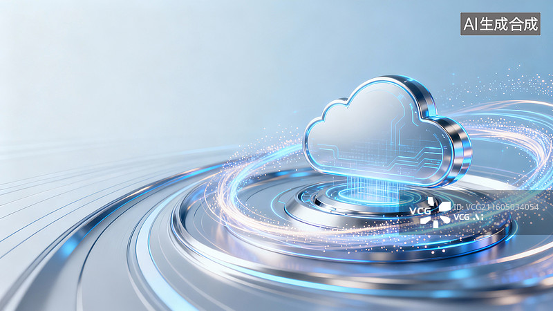 【AI数字艺术】新质生产力人工智能云存储云计算B端科技商务背景图片素材
