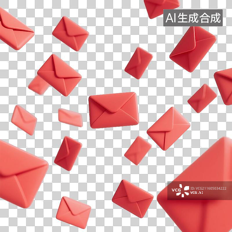 【AI数字艺术】红色信封图标悬浮画面图片素材