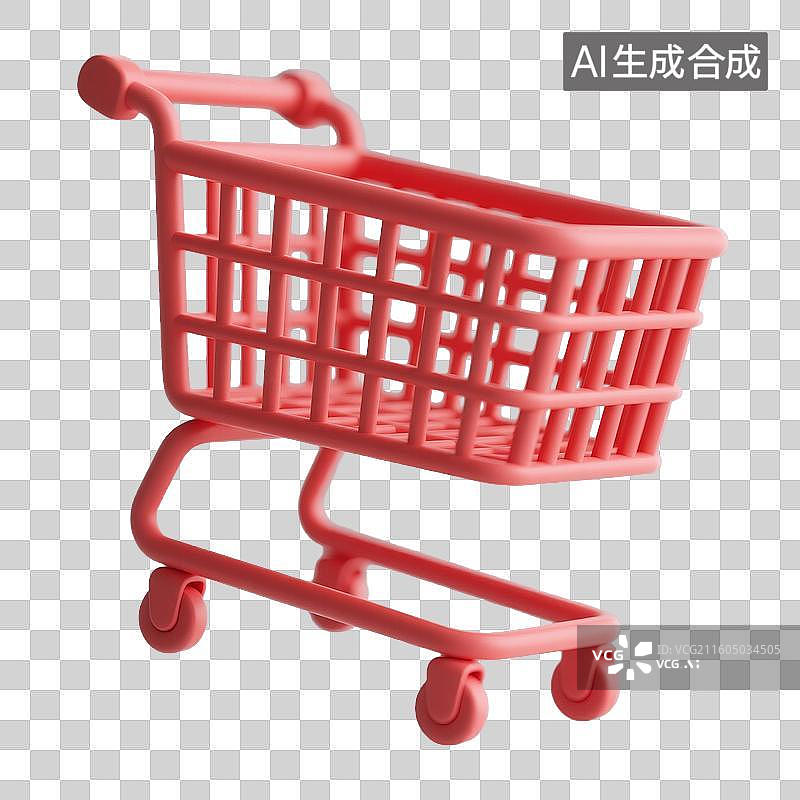 【AI数字艺术】小型粉色购物车用于购物场景图片素材