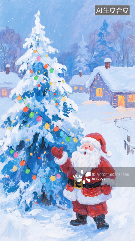 【AI数字艺术】圣诞节日场景插画图片素材
