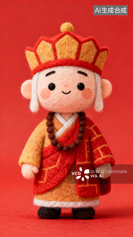 【AI数字艺术】3D毛毡风西游记唐僧插画图片素材