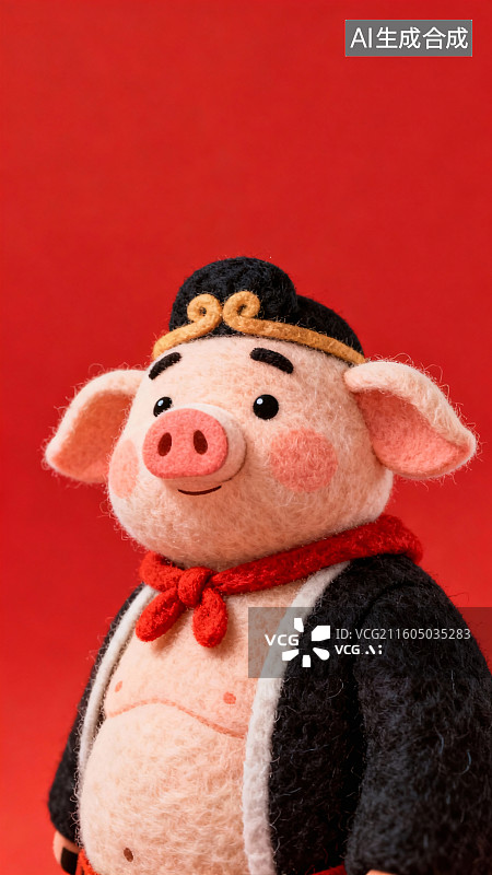 【AI数字艺术】3D毛毡风西游记猪八戒悟能插画图片素材