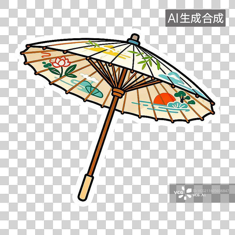 【AI数字艺术】卡通传统油纸伞图片素材