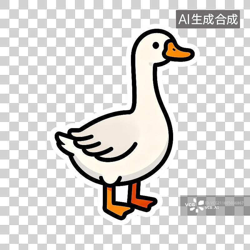 【AI数字艺术】卡通白色鸭子插画图片素材