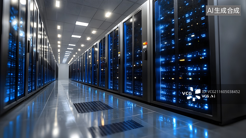【AI数字艺术】数据机房数据中心AI云存储服务器图片素材