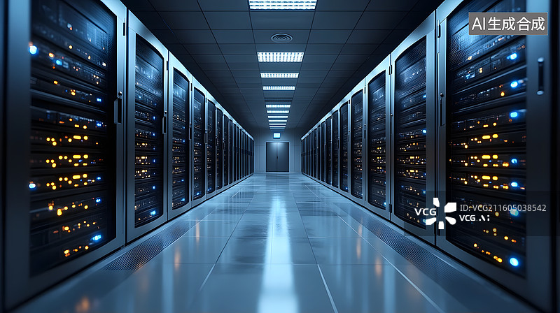 【AI数字艺术】数据机房数据中心AI云存储服务器图片素材
