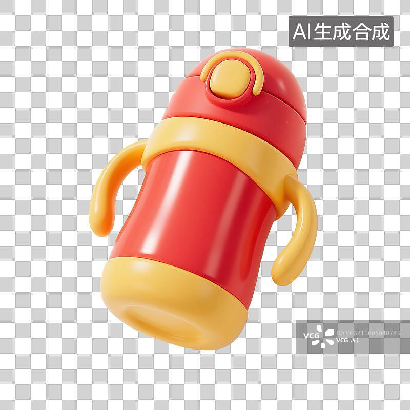 【AI数字艺术】3D渲染，婴儿水杯，保温杯，婴儿用品，免抠元素图片素材
