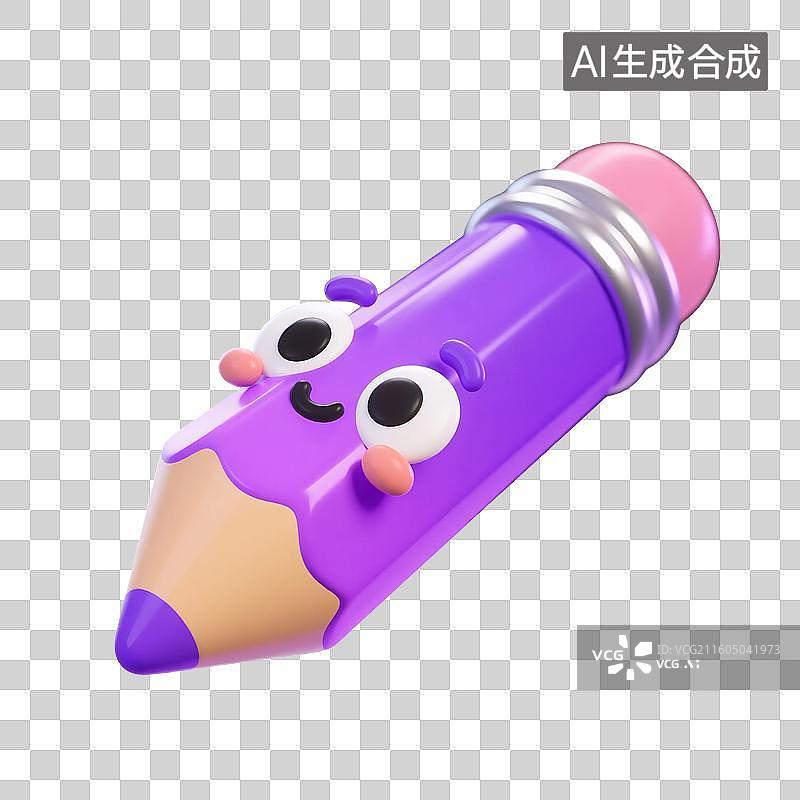 【AI数字艺术】3D渲染，卡通铅笔，铅笔，画笔，文具，高考冲刺，考试，学习，复习，开学季，促销，免抠元素图片素材