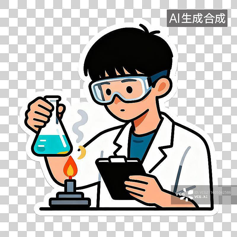 【AI数字艺术】做化学实验的卡通实验员图片素材
