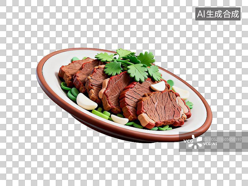 【AI数字艺术】3d粘土质感卤牛肉美食元素图片素材