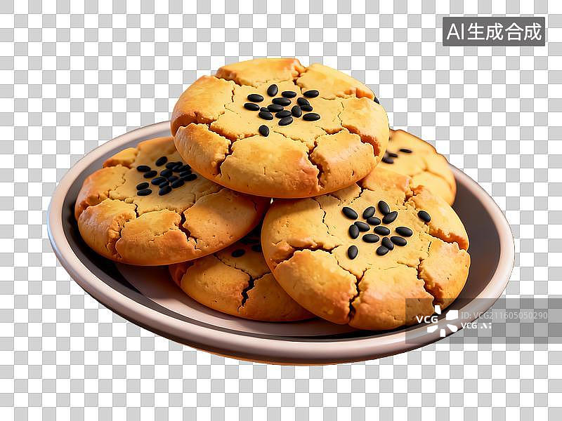 【AI数字艺术】3d粘土质感桃酥美食元素图片素材