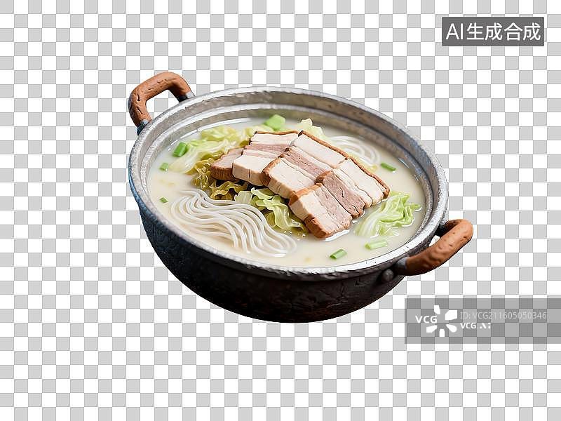 【AI数字艺术】3d粘土质感酸菜白肉锅美食元素图片素材