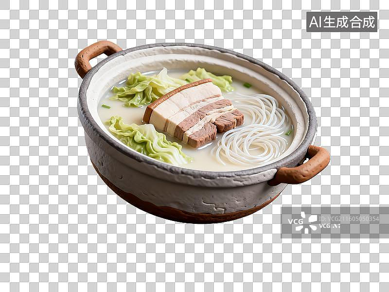 【AI数字艺术】3d粘土质感酸菜白肉锅美食元素图片素材