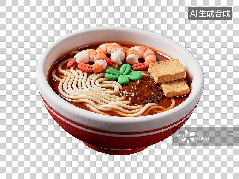 【AI数字艺术】3d粘土质感沙茶面美食元素图片素材