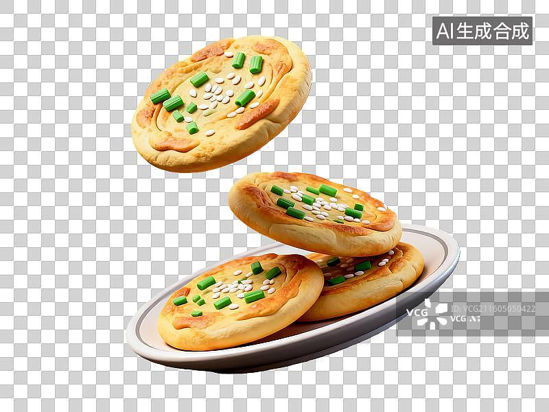 【AI数字艺术】3d粘土质感葱饼美食元素图片素材